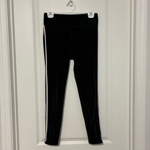 PINK Victoria’s Secret Black Velvet Legging Pants White Stripe Women’s Medium